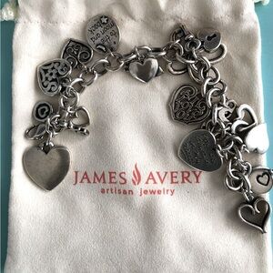 James Avery charm bracelet - 18 James Avery heart charms